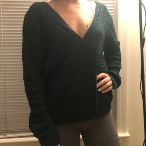 Pine green v-neck sweater